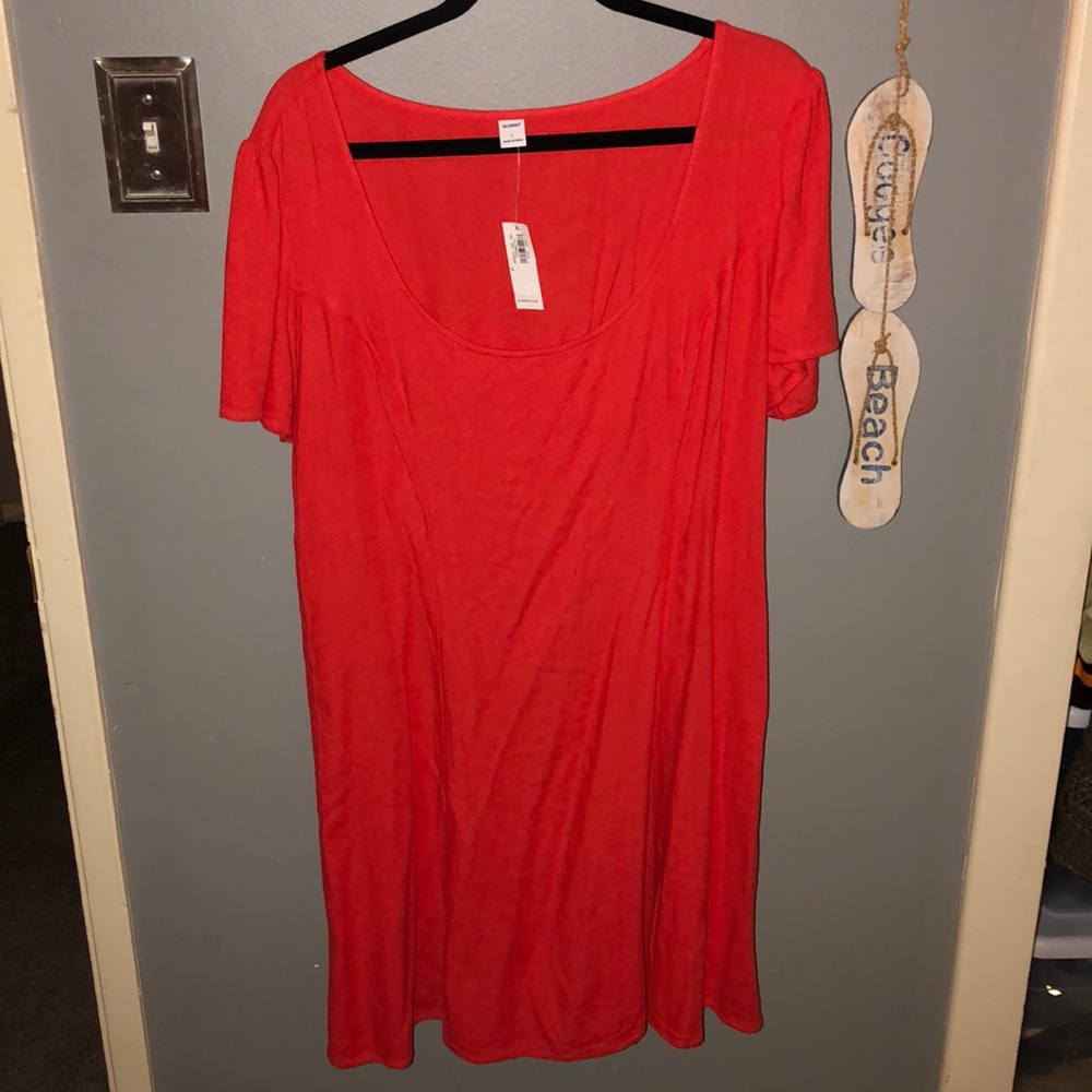 NWT Old Navy Linen Fit & Flare Dress - Orange